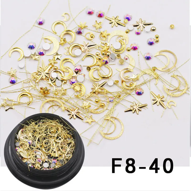 1 коробка для макияжа ногтей 3d золотая металлическая звезда наклейки дизайна