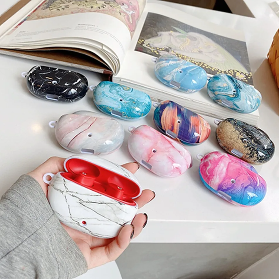 Роскошный чехол для наушников с мраморным рисунком Жесткий Чехол из