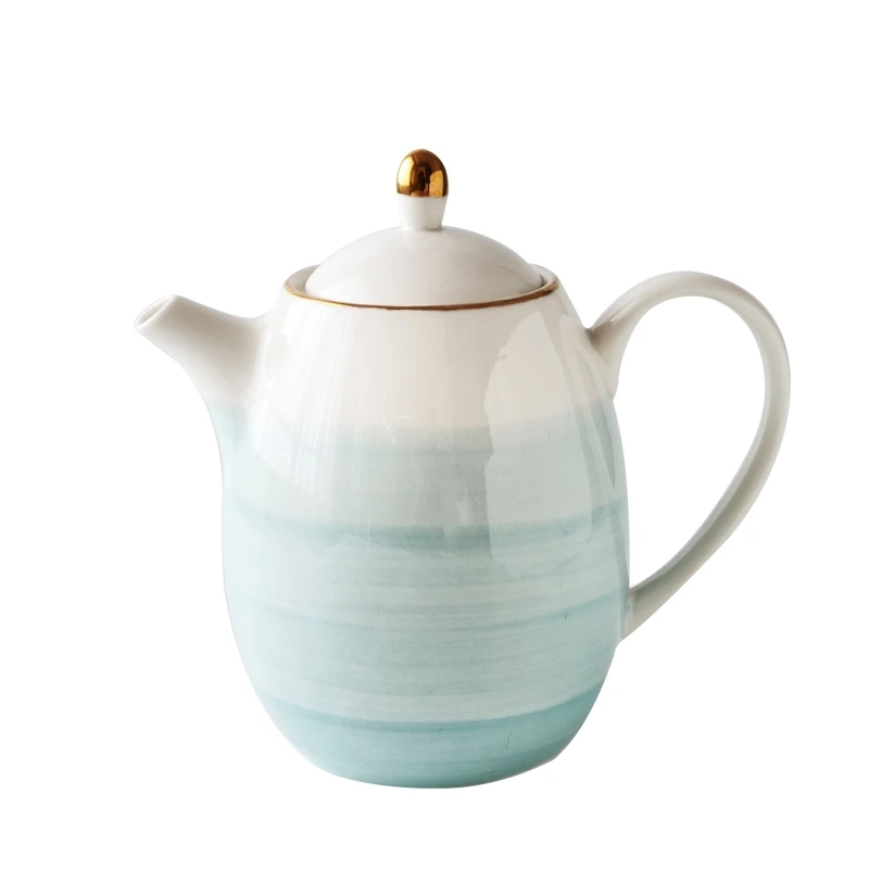 blue pot Розовая мраморная керамика молоко кофе кружка, кружка для чая с восьмиугольная форма блюдце позолоченная полка чайная кружка, сосуды для питья набор подарки другу - Цвет: blue pot