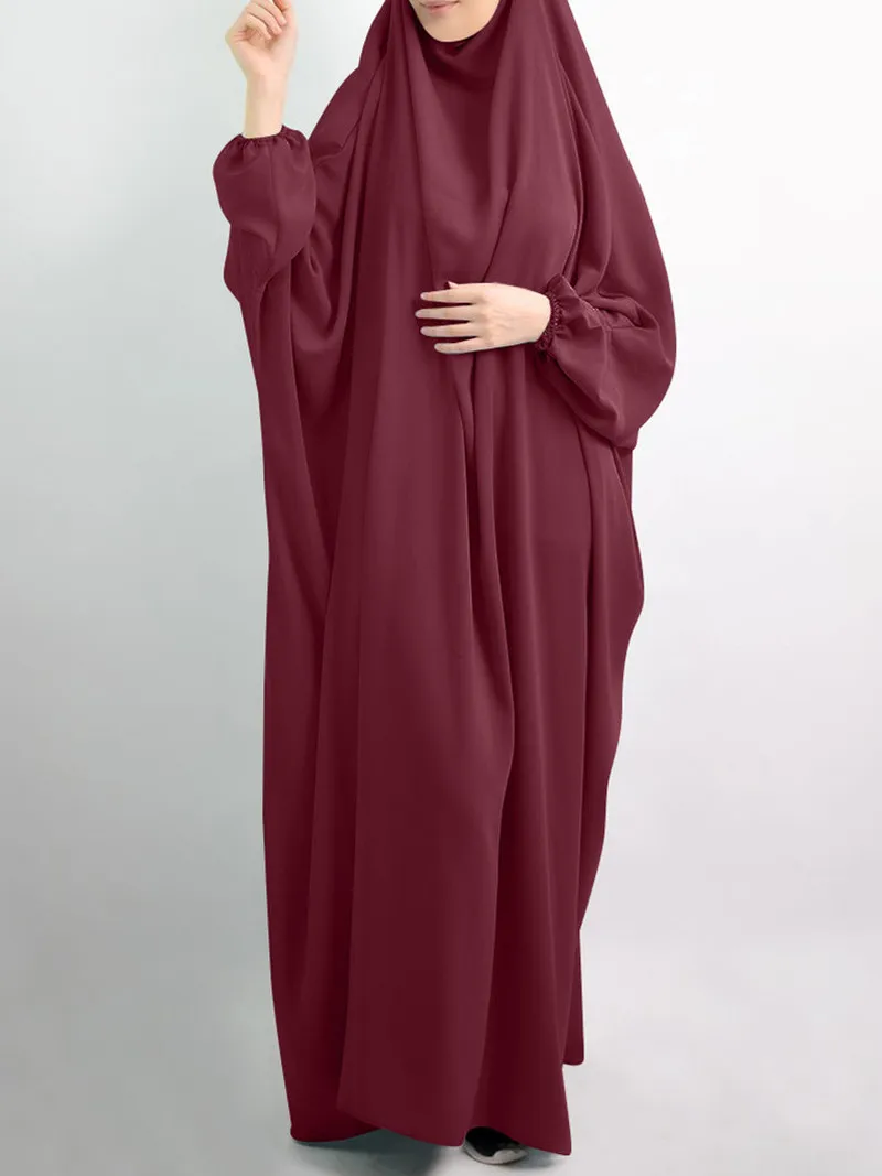 

Eid Muslim Women Hooded Abaya Dress Prayer Garment Long Khimar Hijab Jilbab Abaya Full Cover Ramadan Gown Abayas Islamic Niqab