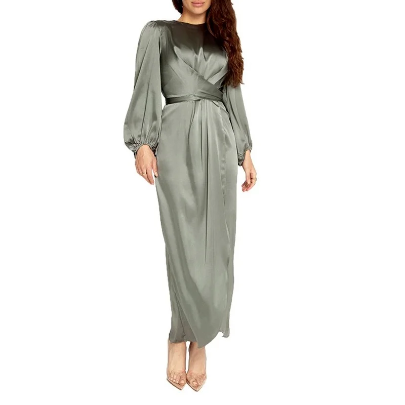Новинка 2021, мусульманское арабское платье, чистая и свежая Милая модная темпераментная атласная длинная юбка в мусульманском стиле, Abayas для...