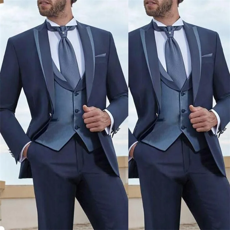 Мужской облегающий смокинг из смесовой хлопковой ткани блейзер с заостренным