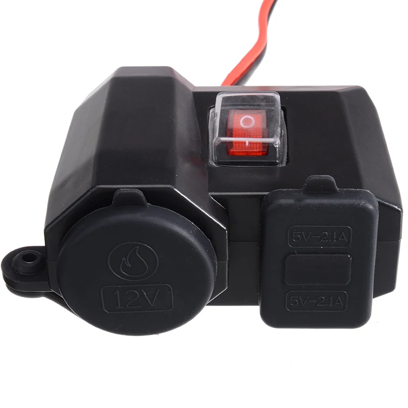 Cumhye 12V 2.1A мотоцикл прикуриватель розетка питания двойной USB с вольтметр Водонепроницаемый независимый переключатель Крышка