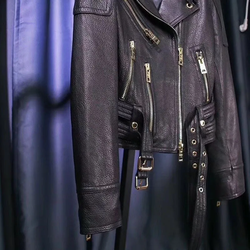 Женское кожаное пальто Корейская локомотивная куртка с прямой заводской