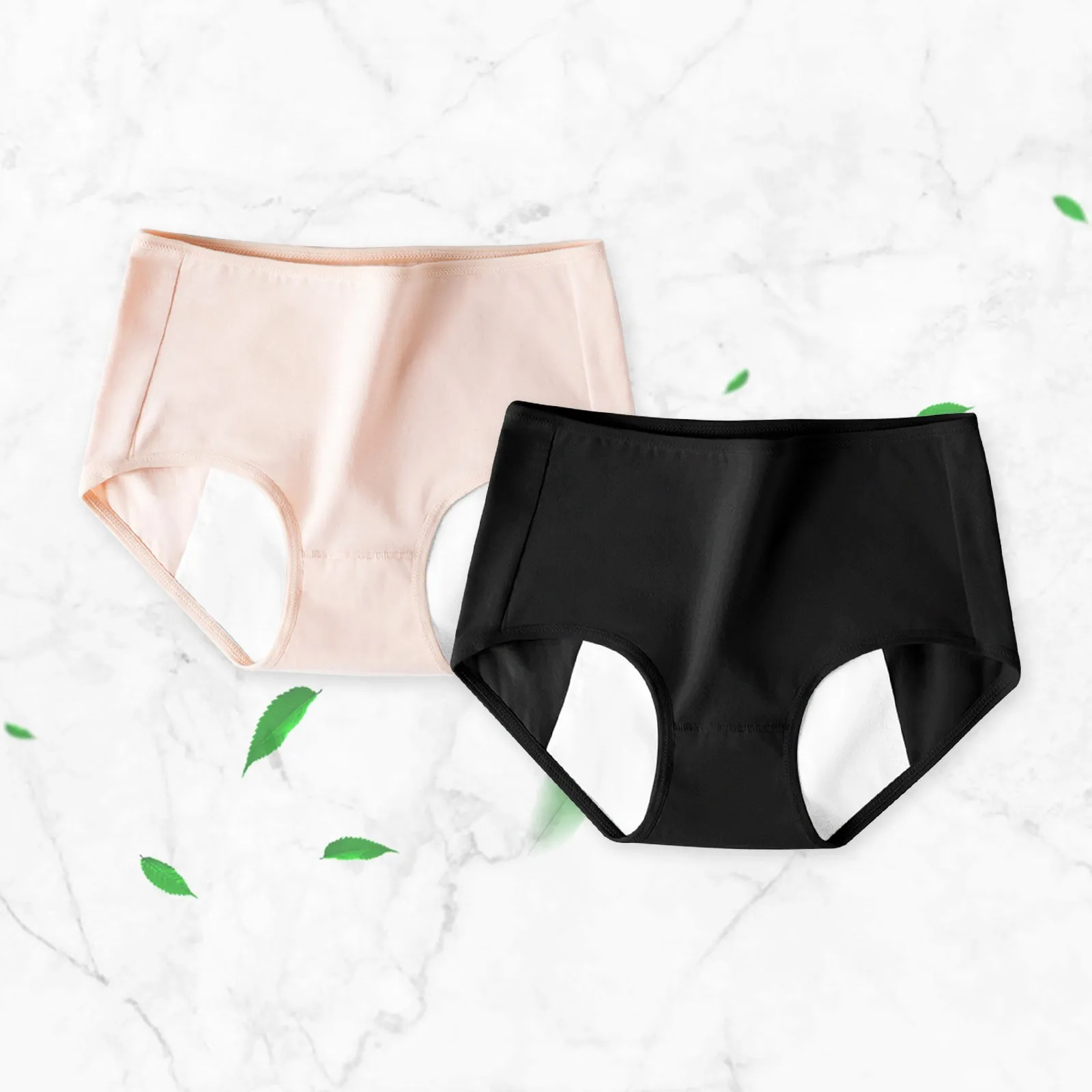 

2Pcs Women'S Menstrual Panties Sexy High Waist Cotton Soft Breathable Girl Panties For Teens Underpants 8 Solid Color Panties