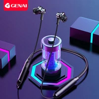 genai sport wireless earphone bluetooth noise cancelling neckband magnetic headphone with microphone in ear stereo bass headset