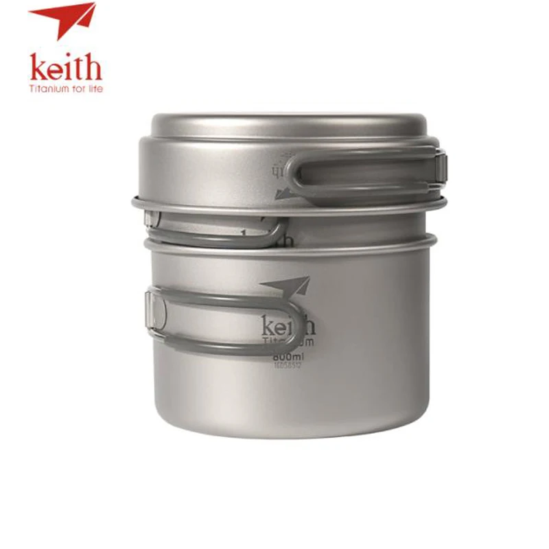 Многофункциональные кастрюли с складной ручкой Keith Titanium посуда для кемпинга