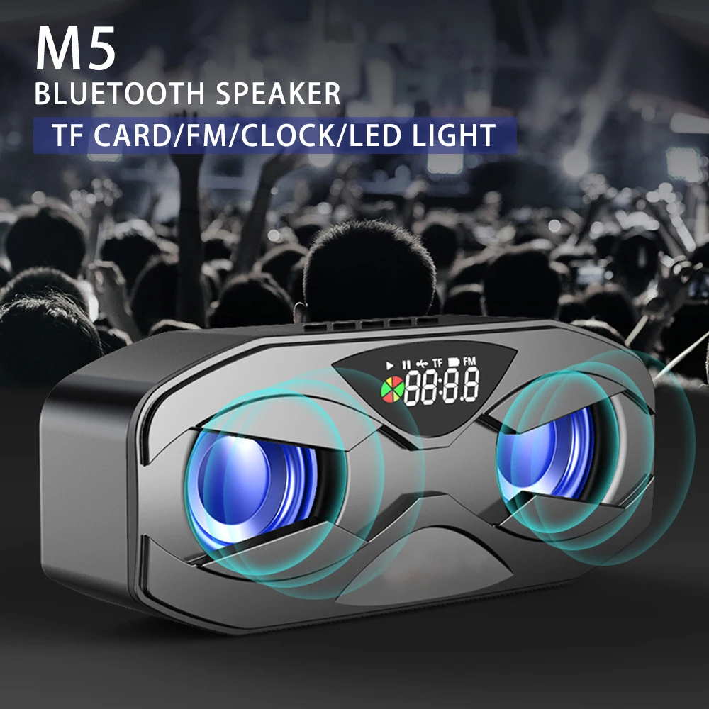 

M5 Cool Robot Design Bluetooth Subwoofer LED Rhythm Flash M4 Wireless Speaker FM Radio Alarm Clock TF Card Support Subwoofer