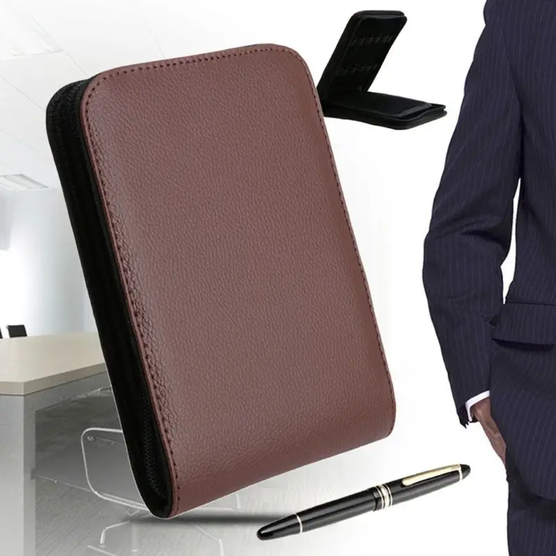 

12 Pens Fountain Pen/Roller Pen Faux Leather Zipper Case Holder New