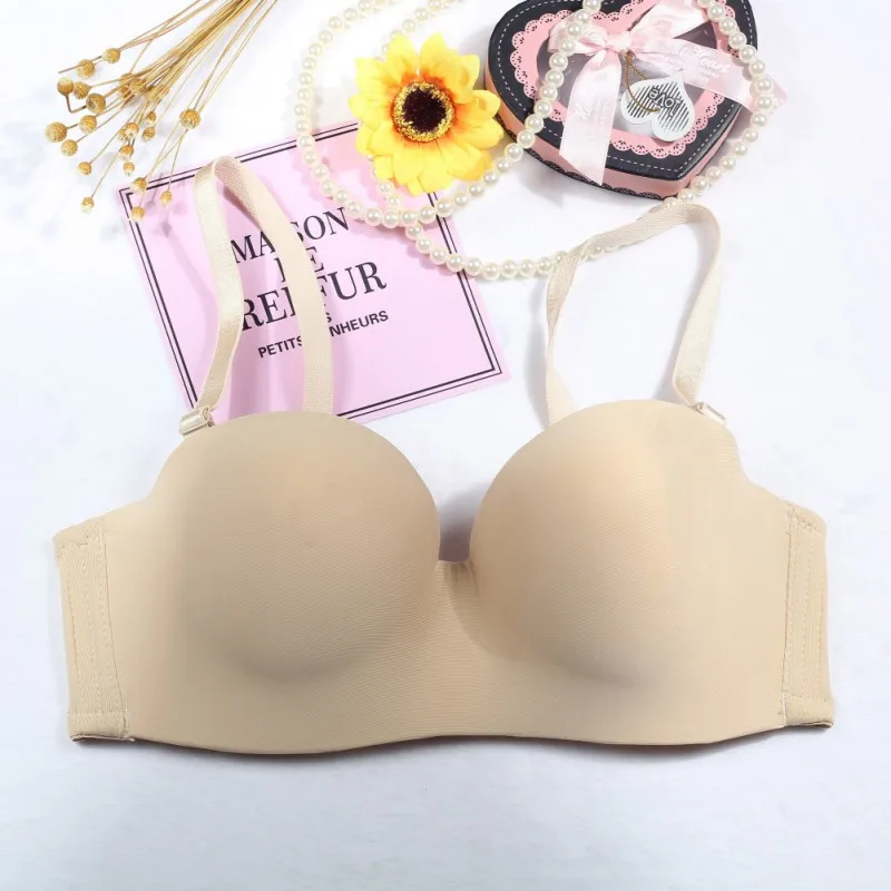 Однотонные глянцевые Бесшовные бюстгальтеры с получашками женские мягкие пуш-ап