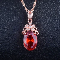 kofsac dazzle luxury crystal red oval necklaces for women anniversary gift fashion 925 silver necklace rose gold flower jewelry