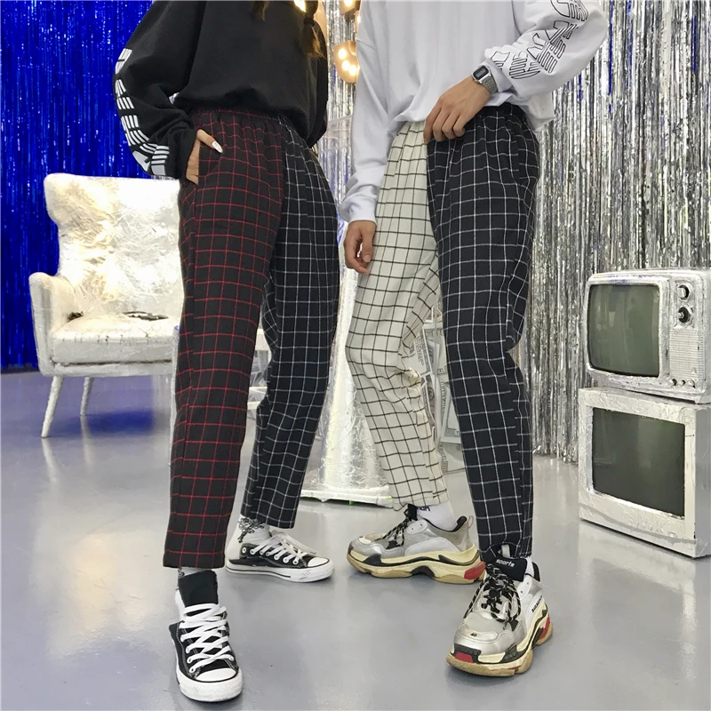 Heydress винтажные лоскутные брюки Харадзюку женские мужские брюки эластичные брюки с высокой талией корейские повседневные Прямые брюки