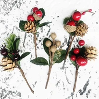 christmas red berry and pine cone christmas picks with holly branches for holiday decoration great addition decor crafts flower