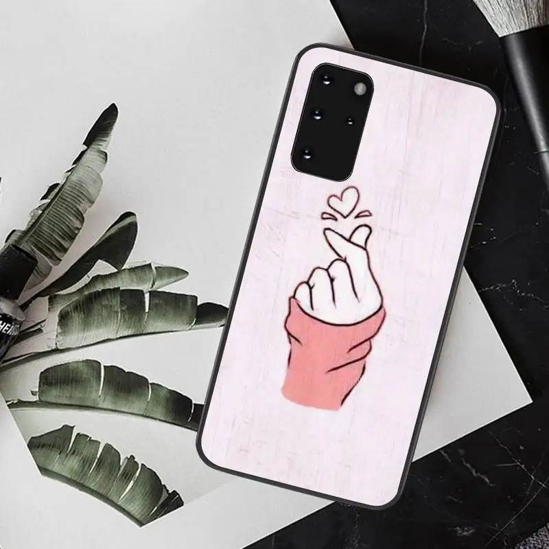 PENGHUWAN любовь на пальце kpop Сердце ТПУ Черный чехол для телефона Корпус Samsung S20 plus Ultra