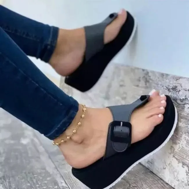 

New Women Wedges Sandals Summer Casual Muffin Slip on Platform Flip Flops Ladies Sandals Party Peep Toe Sandals Sandalias Mujer