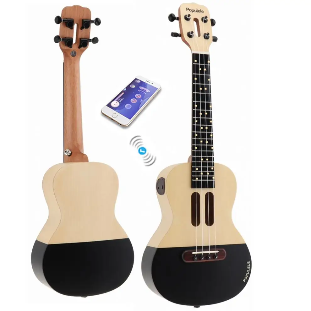 Популярная 23 дюймовая смарт укулеле для концерта Еловая древесина акустическая 4
