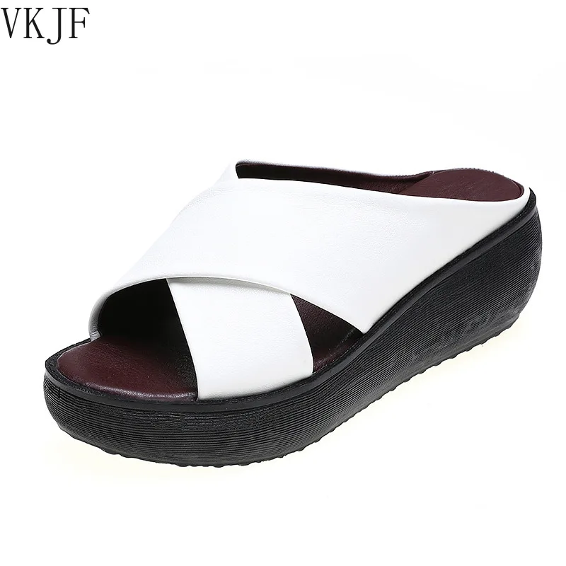 

2021 Summer Women Sandals Solid Black Open Toe Cross Tie Casual Shoes Sandals Platform Wedges Slides Beach Shoes Dropshipping