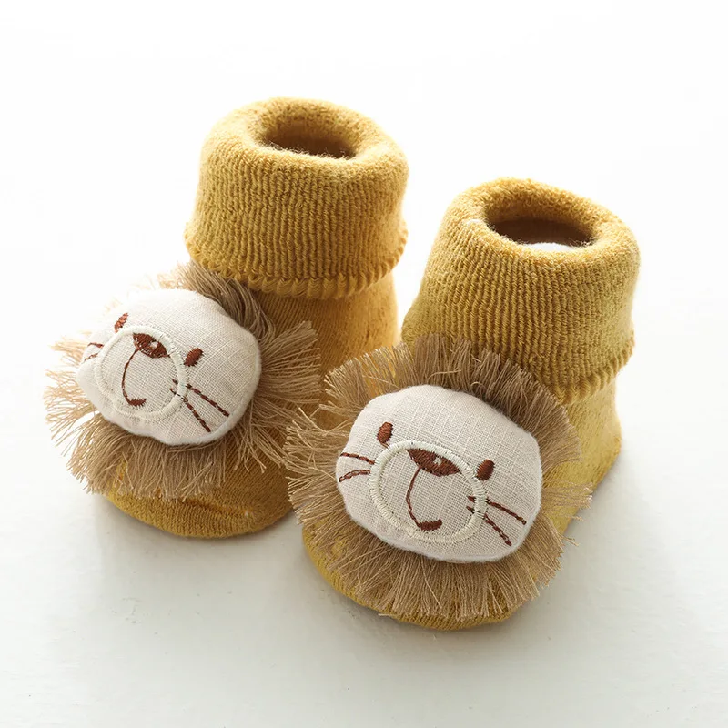Calcetines de algod&oacute;n suave para beb&eacute;s, medias antideslizantes con dibujos de animales, para Primavera, Oto&ntilde;o e Invierno-5