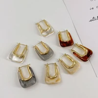 u magical statement 4 designs u shape geometric resin hoop earring for women retro hollow gold color metallic earring jewellery
