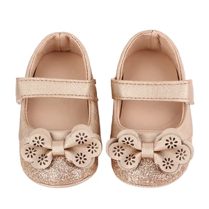 Туфли девичьи в стиле Мэри Джейн, блестящие туфли с бантом, Нескользящие, для малышей, 3-11 м
