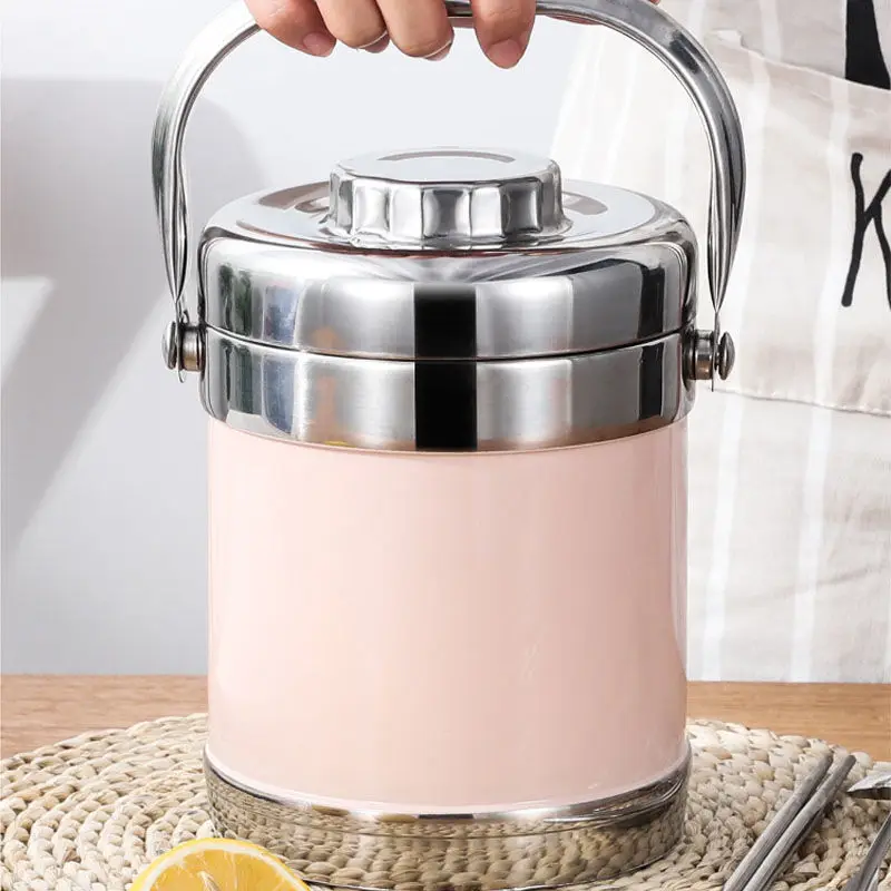 Двухслойная Нержавеющая сталь утепленная Коробки для обедов 3-слой