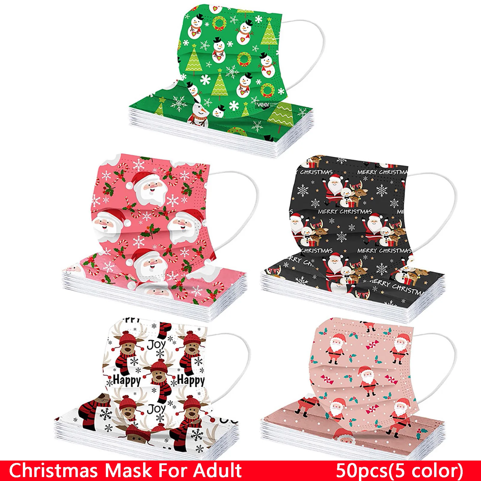 50 шт. Рождественский подарок одноразовая маска для лица промышленных взрослых