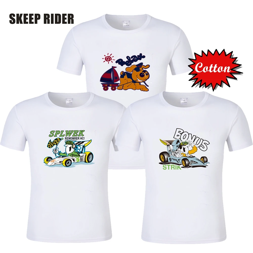 Белые Простые футболки унисекс с принтом Собака для детей футболка Тачки