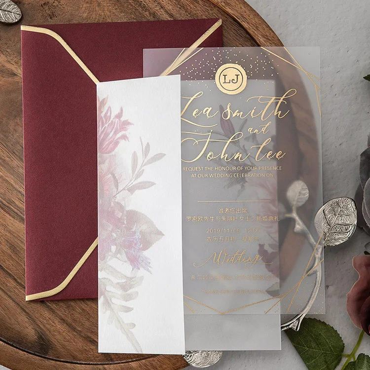 Elegant Royal Frosted Translucent Acrylic Invites Wedding Invitation Cards for Bridal Shower Engagement Birthday, Customizable image 5