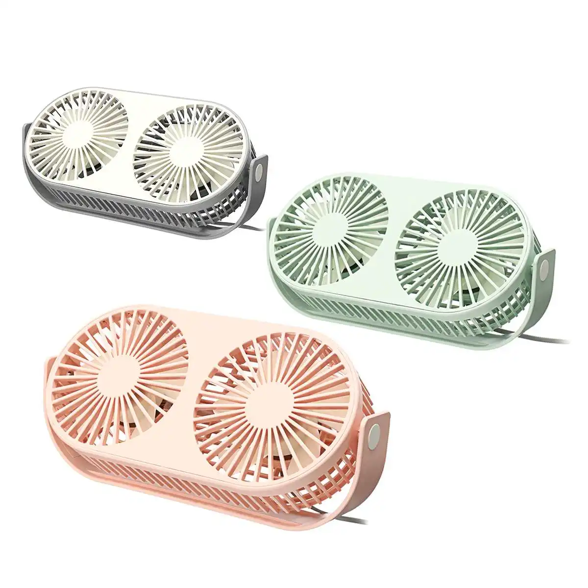 

Couple Fan Air Cooling Double Head Folding USB Fan 360Degree Rotation 3 Level Adjustable Speed Desktop Portable Official Fan