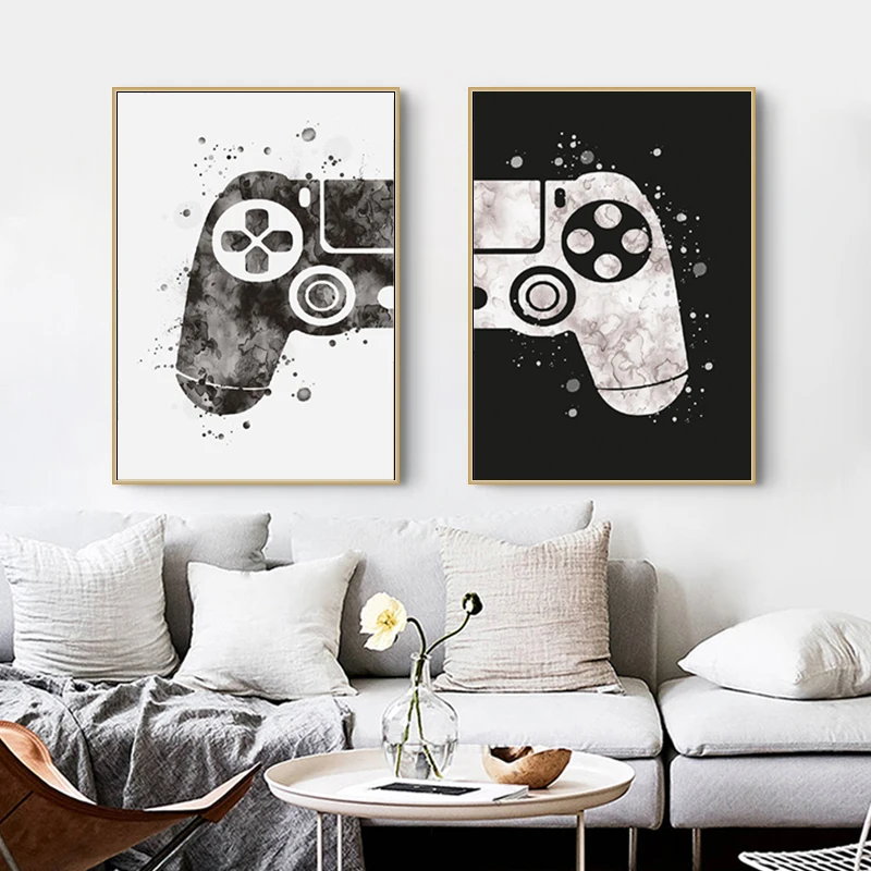 Акварельные игровые Плакаты для мальчиков печать геймпада иллюстрации плакаты и