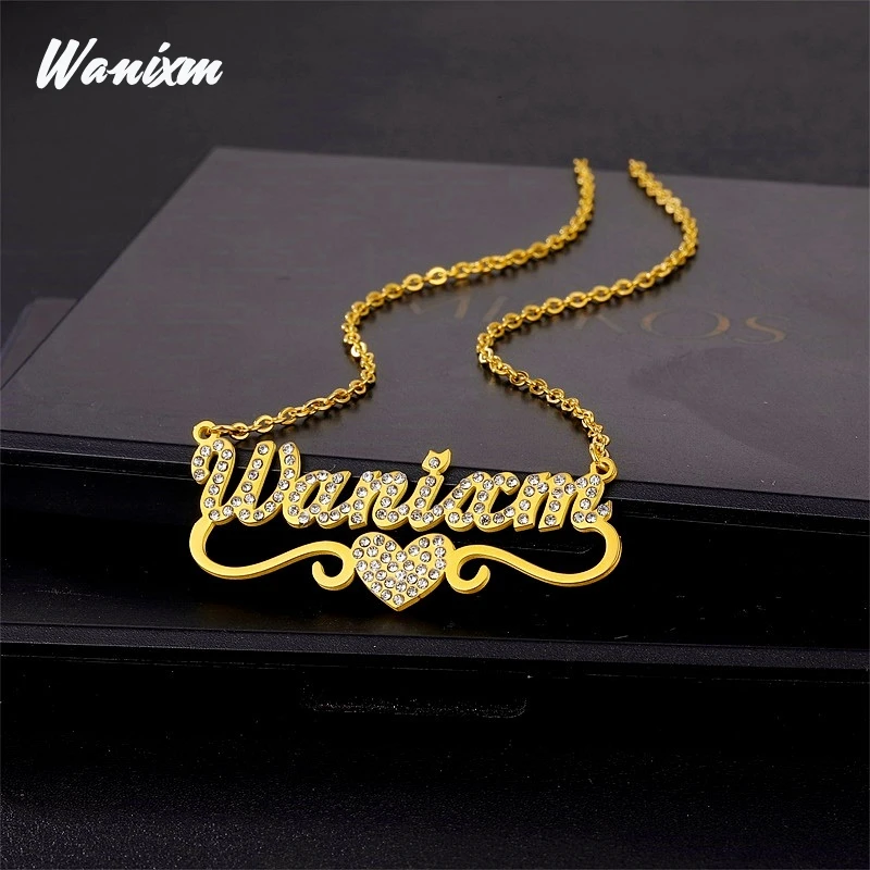 Персонализированный Кристальный кулон пользовательское имя ожерелье