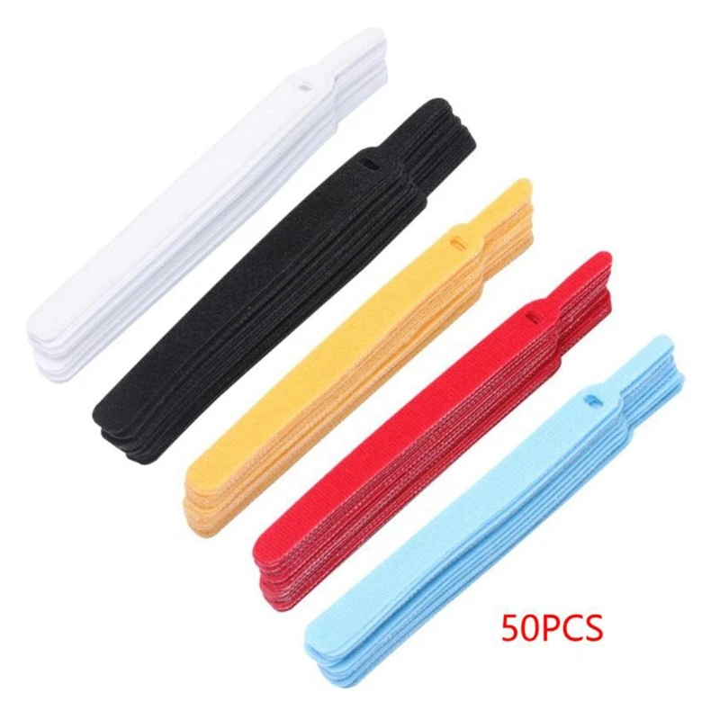 

50x Soft Wrap Cable Management Cable Ties Reusable 6in Nylon Loop T-type Belt Releasable Cable Wrap Bundle Tie F19A