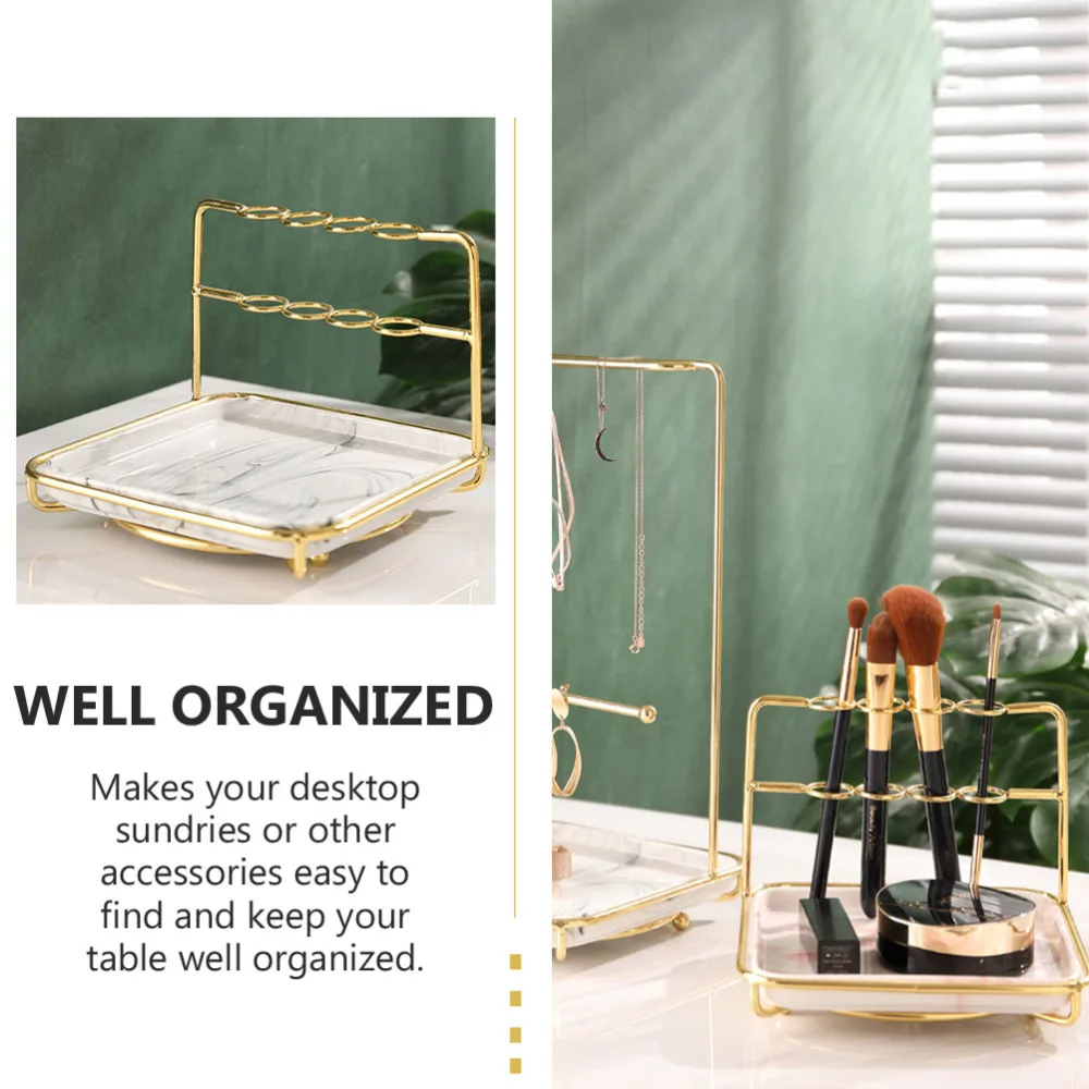 

Iron Art Home Jewelry Rack Creative Cosmetics Storage Shelf Makeup Brush Holder
