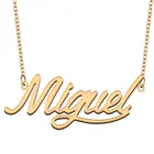 Ожерелье с именем Мигеля для женщин, ювелирные изделия из нержавеющей стали с покрытием из 18-каратного золота, кулон-табличка с именем Femme, подарок для матери, девушки