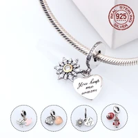 exquisite enamel s925 silver peach heart snowflake lotus pendant diy bracelet original accessories jewelry