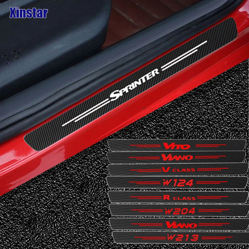 4pcs Car Protector Door Sill Stickers For Mercedes Benz AMG CITAN R V CLASS SPRINTER VIANO VITO W203 W204 W205 W124 W213 - купить по