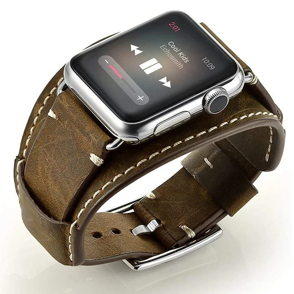 

For Apple Watch Band 44mm 42mm Series 5 4 Apple Watchband Genuine Leather Strap for Iwatch Bracelet 40mm 38mm Series 3 2 Wrist