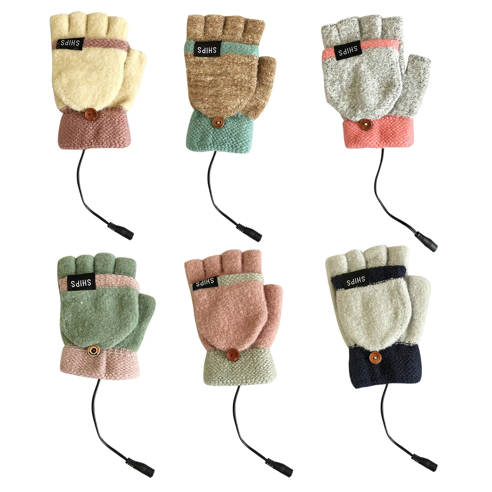 

USB Electric Heating Gloves Half-finger Flip Full-finger Gloves Indoor And Outdoor Winter Electric Heating Gloves