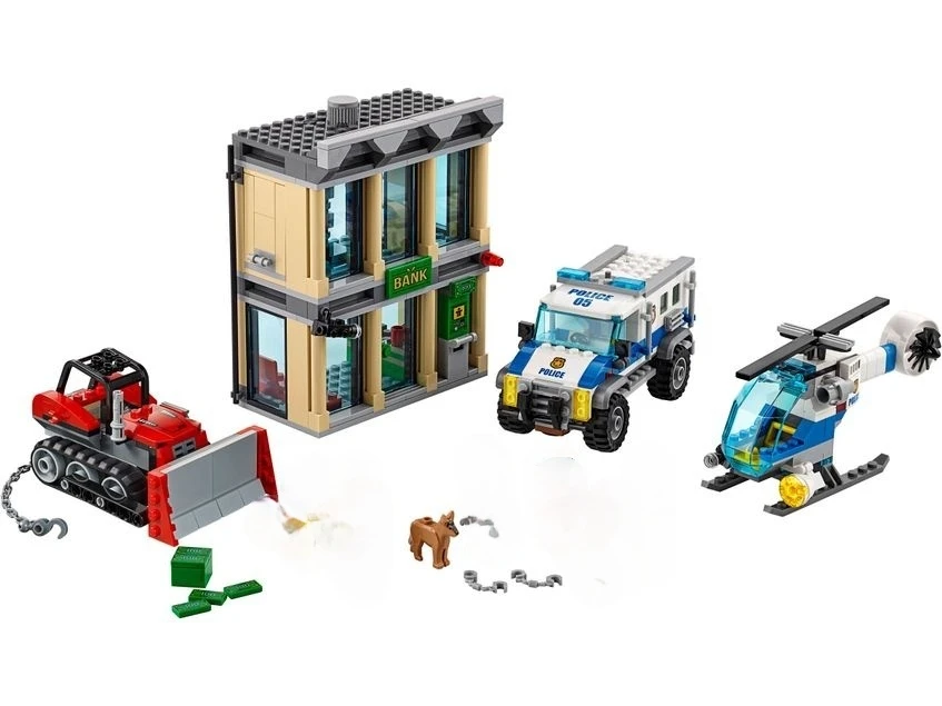 

10659 City Police Helicopter Bulldozer Break-in Bank Model Building Blocks Sets Toy Compatible with City Buildings 60140