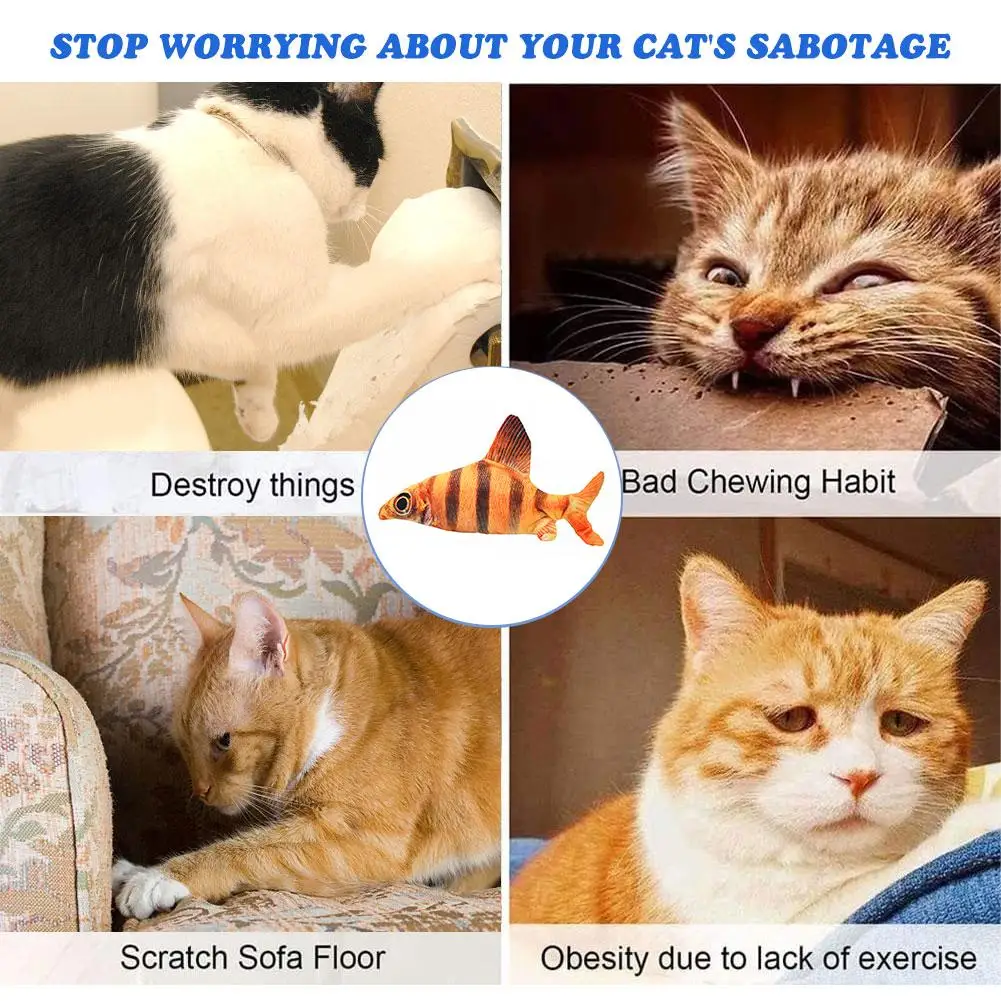 

30cm Pet Cat Toy USB Charging Simulation Electric Dancing Moving Floppy Fish Cats Toy For Cat Toys Interactive Dog Dropshipping