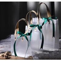 transparent frosted pp handbag christmas gift packing candy bridesmaid wedding souvenir flower new year gift bag