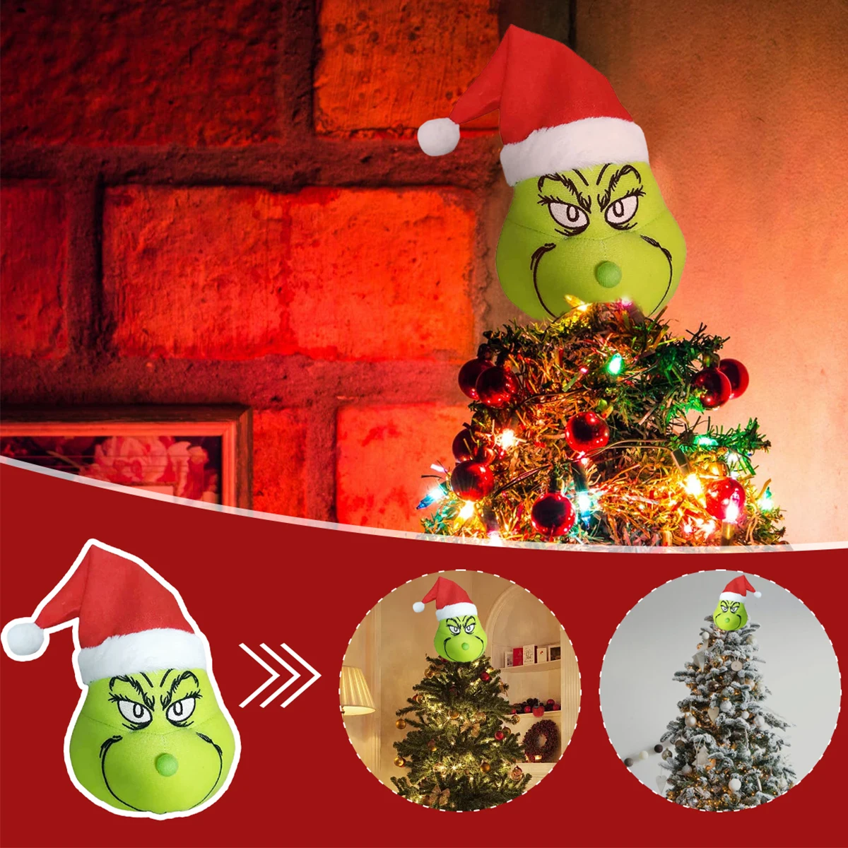 5 9 дюйма пушистая зеленая голова украшение для рождественской - Цена: 