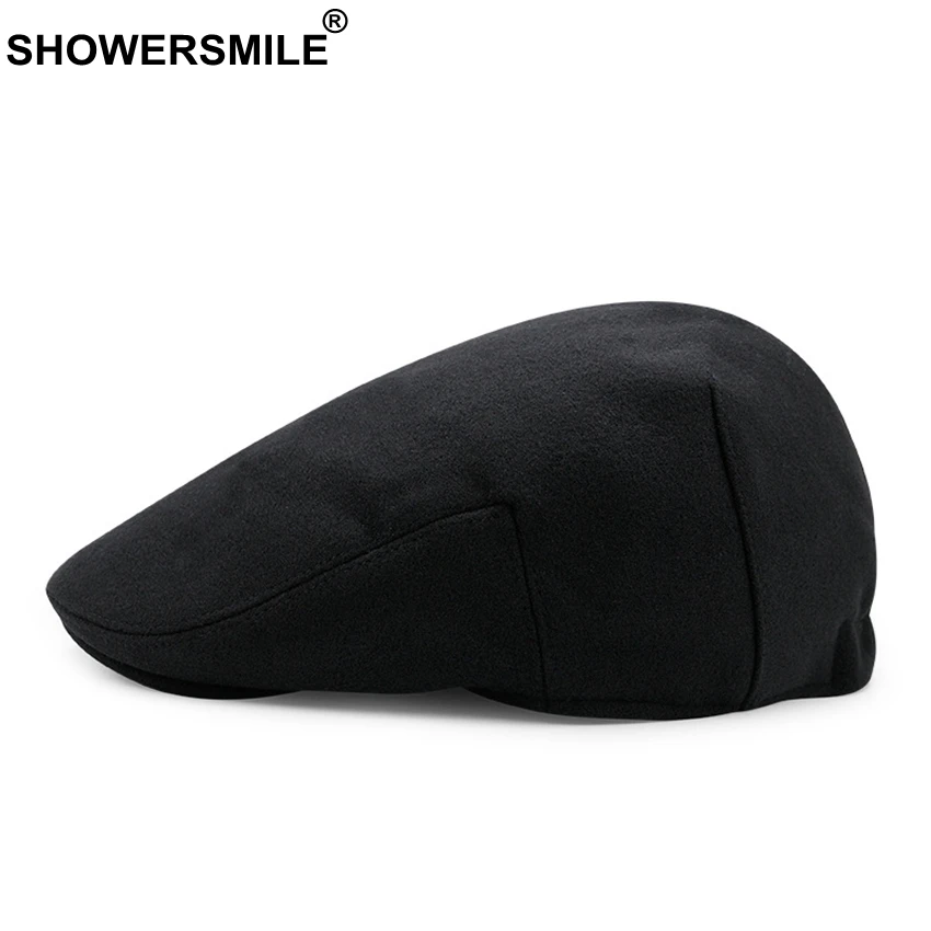 SHOWERSMILE, унисекс, темно-синий берет, шапка, шерсть, берет, шапки, мужские, зимние, толстые, теплые, облегающие шапки, мужские, Ретро стиль, Классическая Шапка duckbill& Ivy