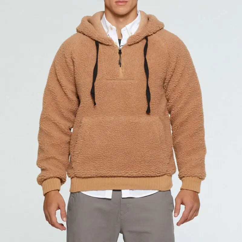 

2020 Hoodies Men Long Sleeves Pullover Warm Soft Men Hooded Sweatshirt Male Tracksuit Winter Solid Color Fleece Tops Wear Hot