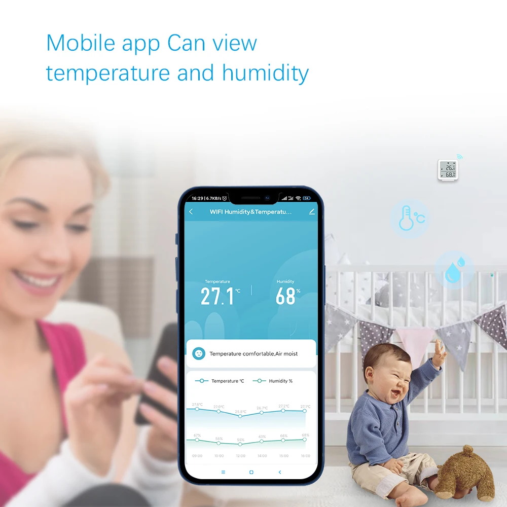 camason tuya wifi temperature and humidity sensor indoor hygrometer thermometer detector support alexa google home smart life free global shipping