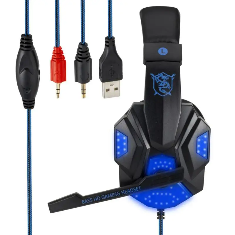Проводные Игровые наушники со светодиодсветильник кой и микрофоном для