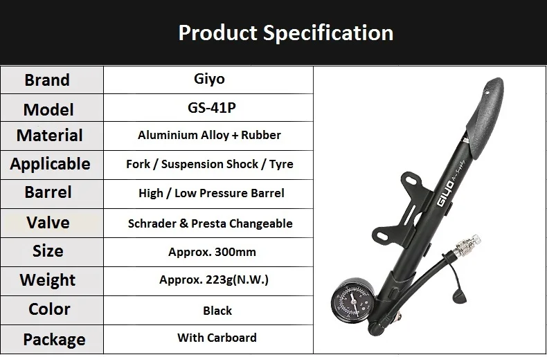 Giyo GS-41P 300psi насос для велосипедных шин для шоссейных велосипедов с Т-образной ручкой фиксированный Манометр насос для шин MTB вилка Presta Schrader воздушный насос