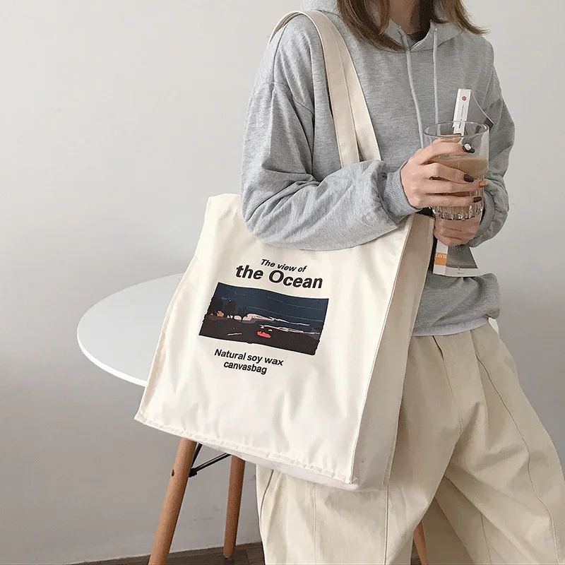 

Холщовая Сумка с винтажным рисунком для женщин, новинка 2021, сумка на плечо, вместительная сумка для покупок, Студенческая сумка для колледжа...