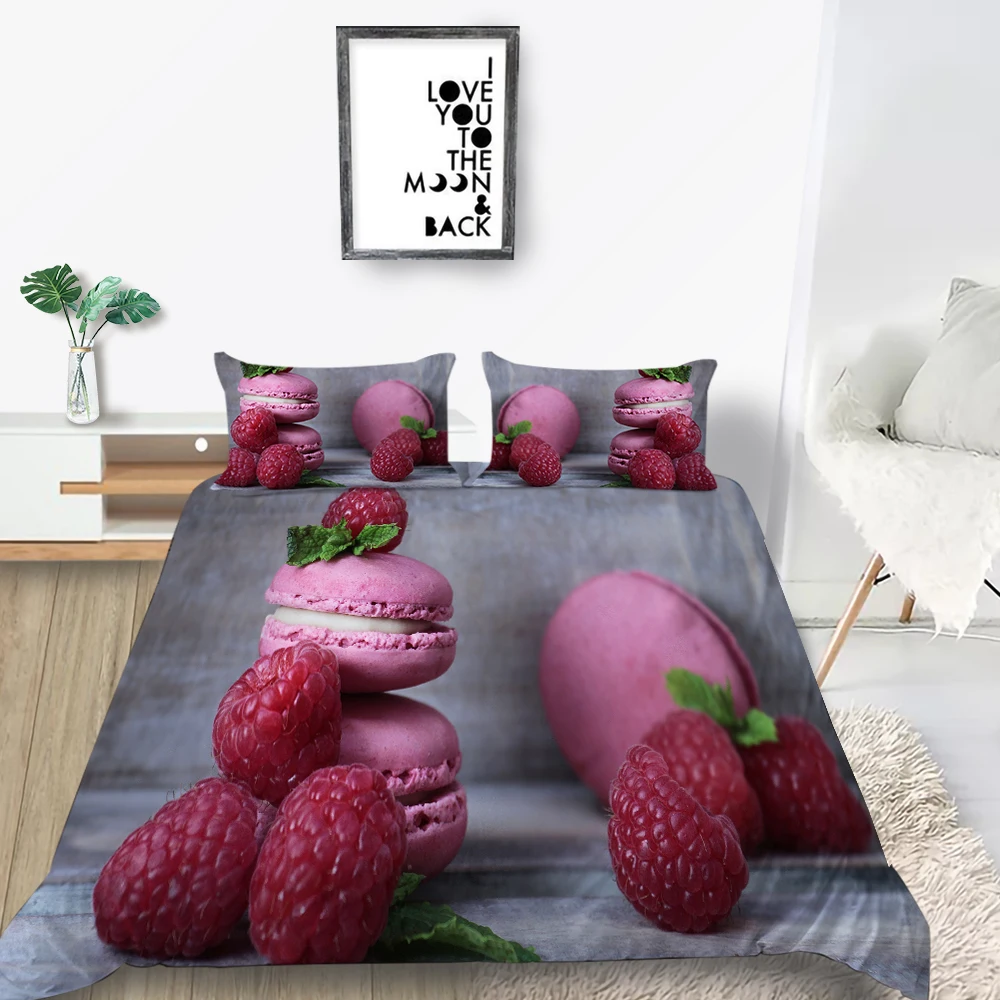 Постельное белье с изображением клубники комплект Queen Размеры модные креативные