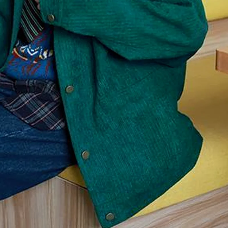 Базовые Женские вельветовые куртки в Корейском стиле винтажная модная уличная